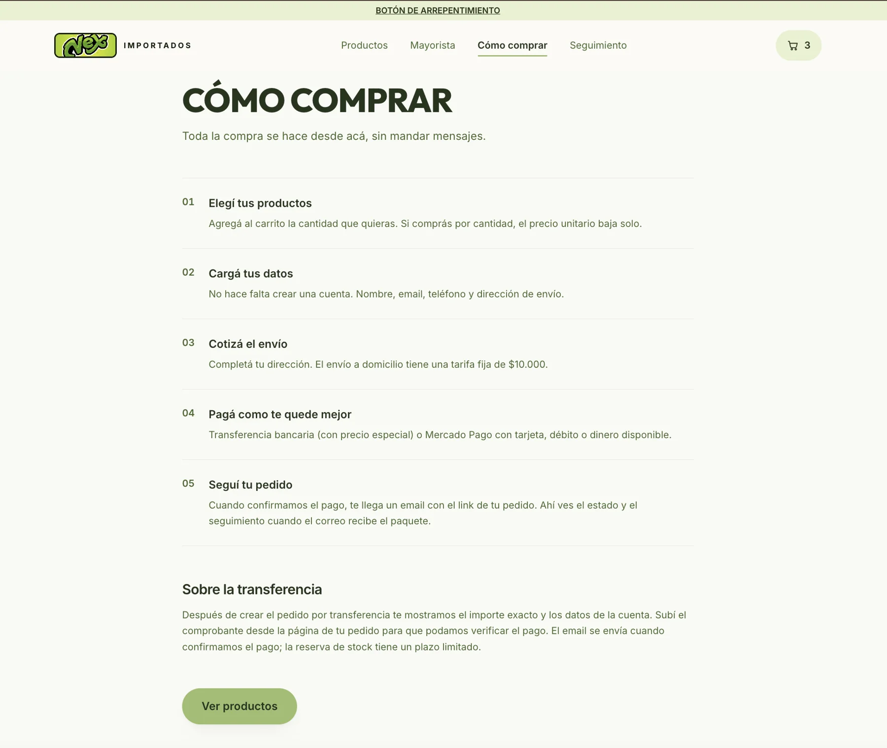 NEX Importados — Cómo comprar
