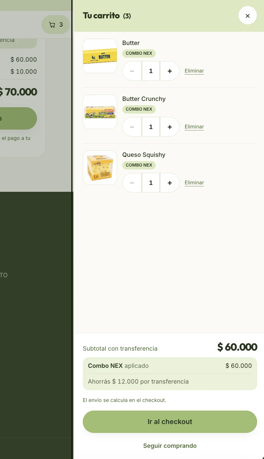 NEX Importados — Carrito del cliente