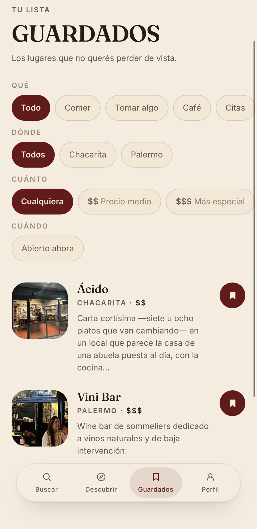 Qué Pinta — Lugares guardados